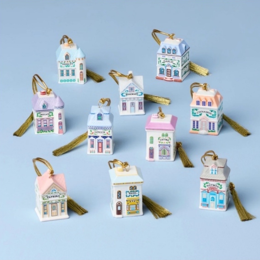 New Lenox Spice Village 10-Piece Ornament Set